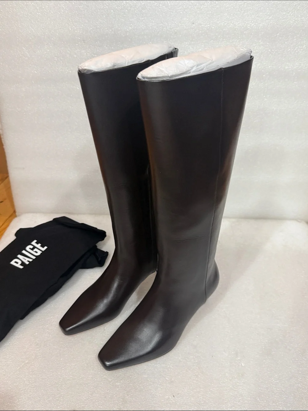 PAIGE Women's Ansley Tall Leather Boot, Chocolate size 8 New
